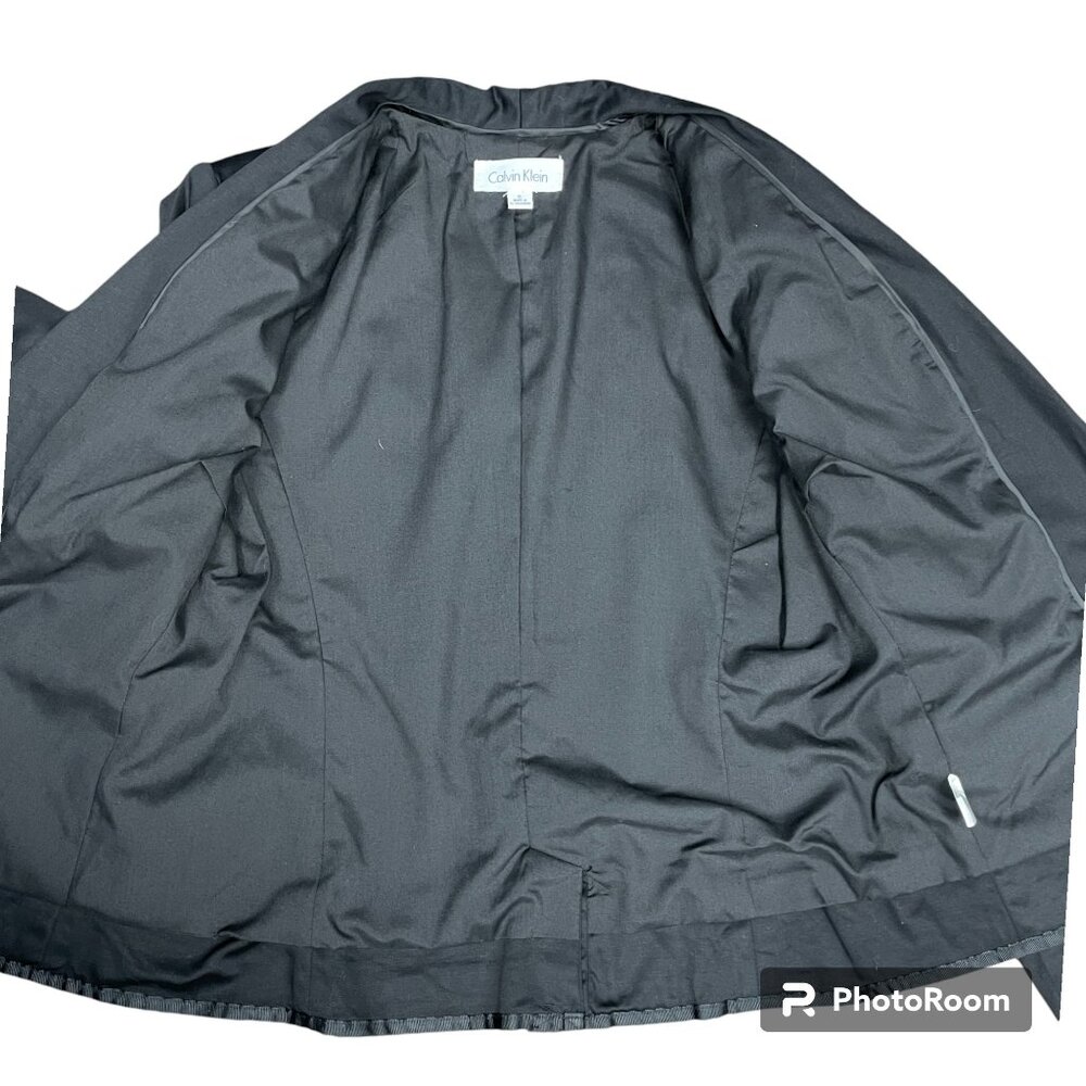 CALVIN KLEIN Women's EUC One-Button Lined‎ Black Blazer | Size 6 - Picture 9 of 11